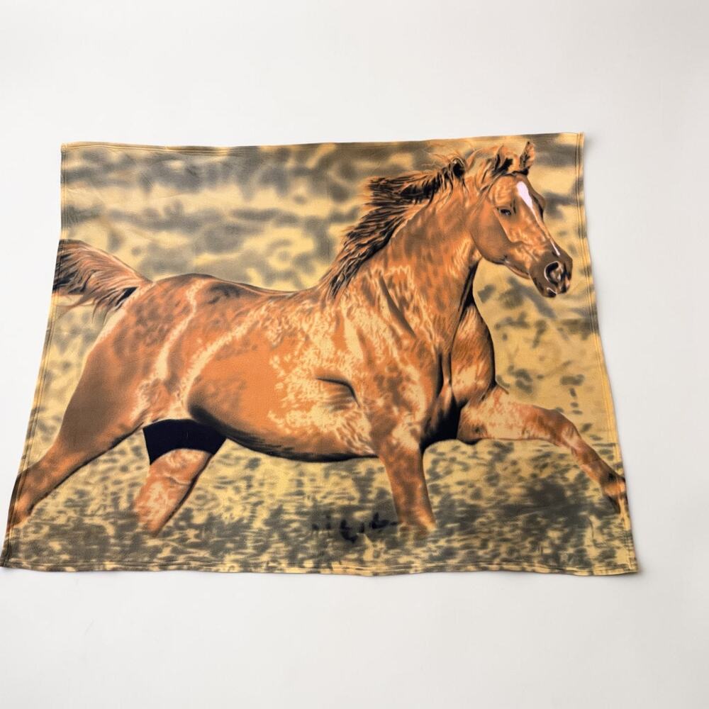Large Horse themed Fleece Blanket Throw Soft Yellow Northpoint Trading USA